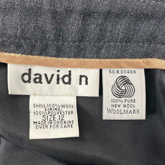 Vintage David N 100% Wool Gray Lined Tapered Crease Work Dress Pants 12 - Picture 4 of 9